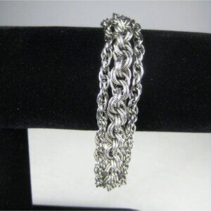 Goldette NY Vintage Bracelet 8 In Silvertone Chain Multistrand Jewelry